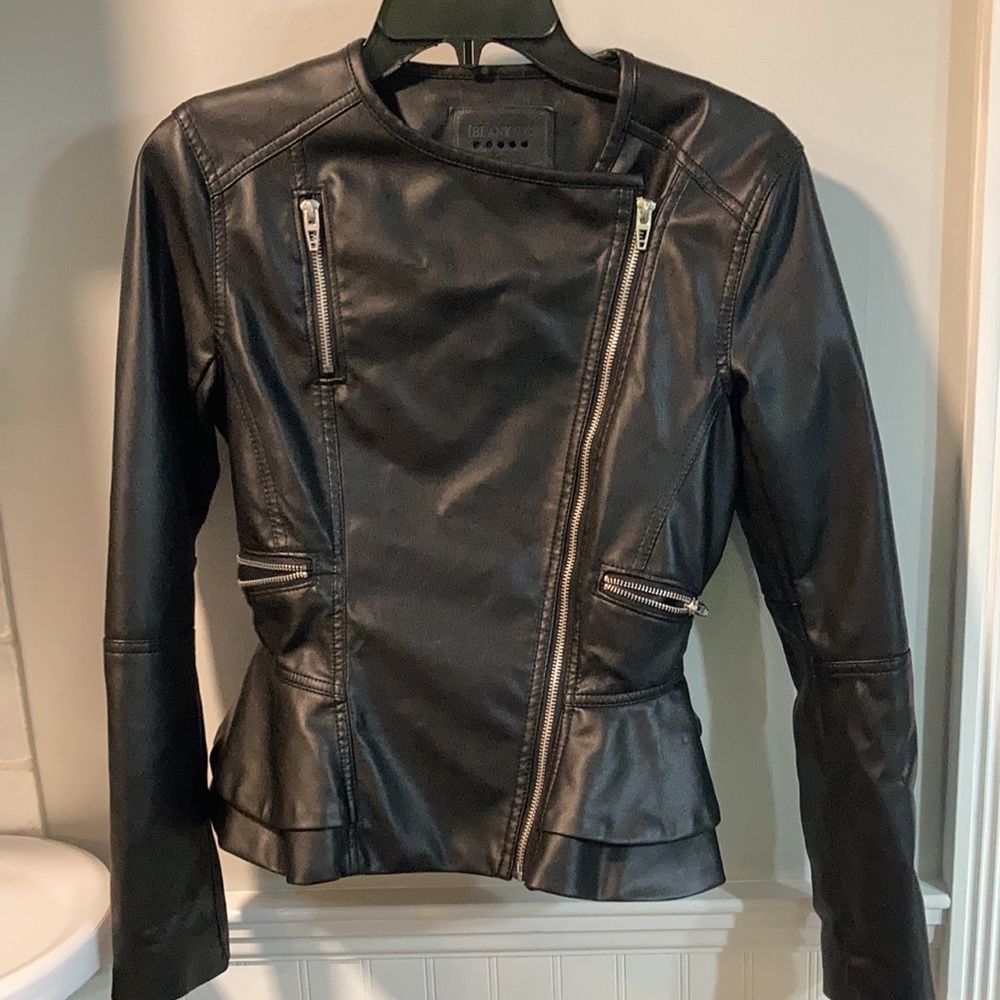 XS BLANK NYC black leather peplum jacket - Picture 2 of 4